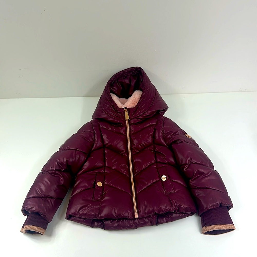 Michael Kors Kids Burgundy Puffer Jacket 2T Winter Designer Girls Fashionable
